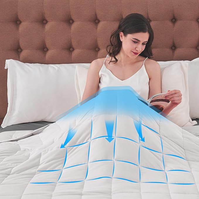 King Size Weighted Blanket for Adults (20 lbs, 80β x 87β, White) Cooling Heavy Blanket for Sleeping Perfect for 190-210 lbs, Breathable Blanket for Adults & Couple All Season, Machine Washable