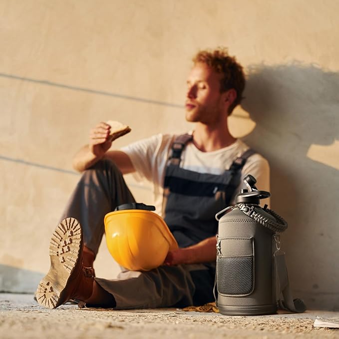 1 Gallon Water Bottle Insulated | Thickened Stainless Steel Vacuum Metal Water Jug | Portable Sports Large for Gym and Hiking with Straw, Carrier Bag, Handle Strap | BPA-Free 128 oz