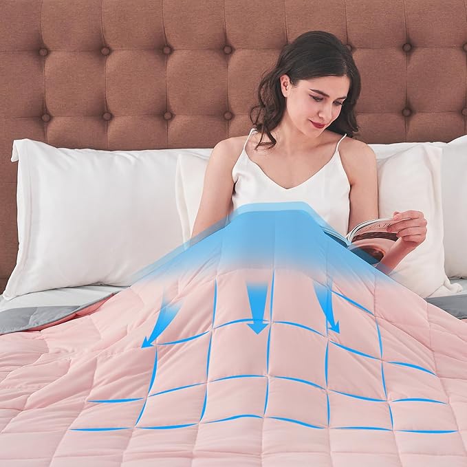 King Size Weighted Blanket for Adults (30 lbs, 80β x 87β, Pink Grey) Cooling Heavy Blanket for Sleeping Perfect for 290-310 lbs, Breathable Blanket for Adults & Couple All Season, Machine Washable