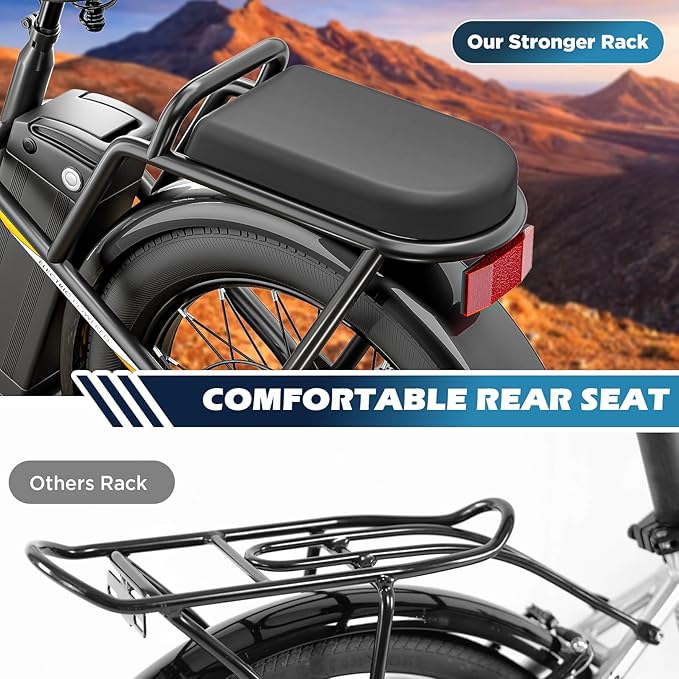 Caroma Electric Scooter with Seat, 48V Removable Battery E-Bike, Up to 30Miles&20MPH, 500/800/1200W Motor, 20" Fat Tire Adult Electric Bicycles for Commuting with Basket