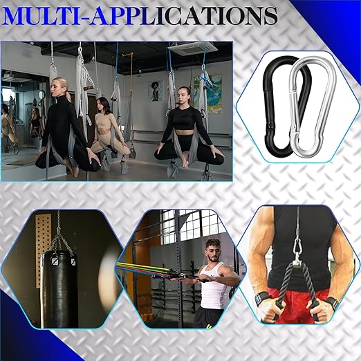 100Pcs 1.97" Spring Snap Hook Carabiners, M5 Galvanized Steel Black Small Carabiner Clip, Keychain Clip, Quick Link Key Chain for Hammock Swing Set Outdoor Travel, Camping, Fishing, Hiking