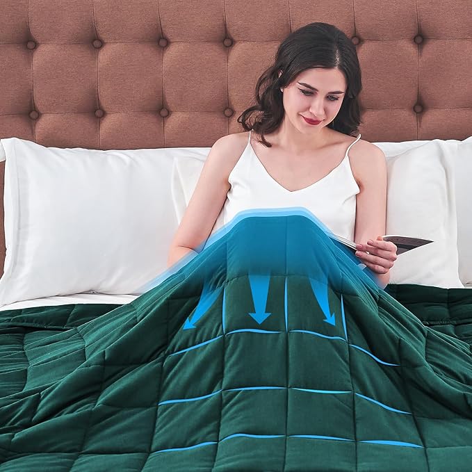 King Size Weighted Blanket for Adults (25 lbs, 80β x 87β, Dark Green) Cooling Heavy Blanket for Sleeping Perfect for 240-260 lbs, Breathable Blanket for Adults & Couple All Season, Machine Washable
