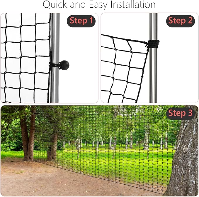 Storgem Baseball Softball Backstop Nets, Sports Netting, Sports Barrier Netting, Heavy Duty Sports Nets Netting Knotless for Playing Field, Backyard or Garage