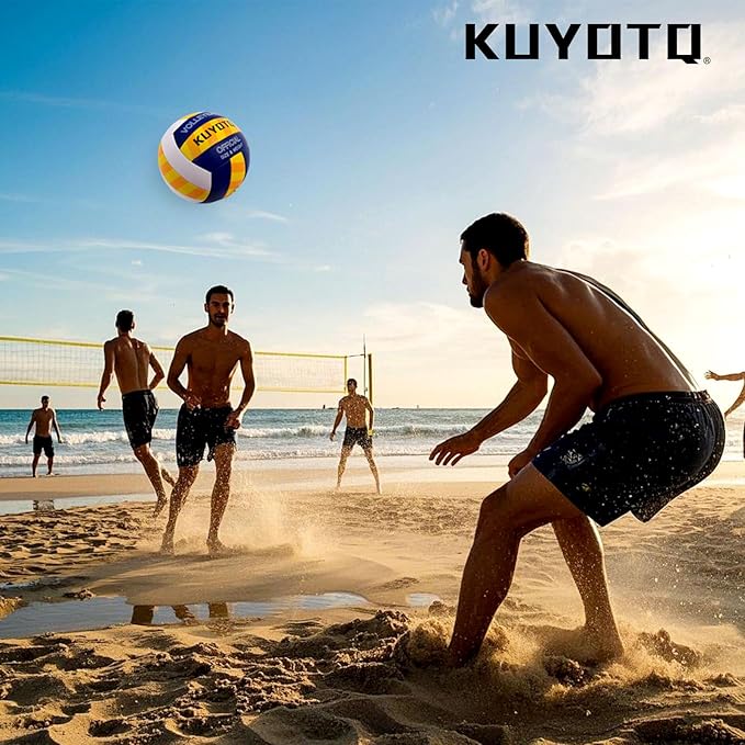 KUYOTQ Official Size 5 in&Outdoor Beach Volleyball,3MM Thickened Surface Soft Leather Youth Womens Mens Volleyball for Game Gym Training(Deflated)