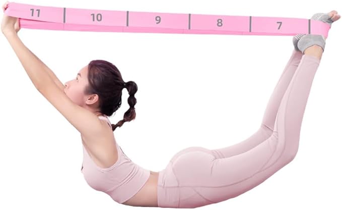 11 Loops Stretch band - Yoga, Pilates, Ballet, and Physical Therapy Stretching strap for Flexibility, Leg Stretching, and Exercise - Durable Stretching equipment for Dance and Fitness
