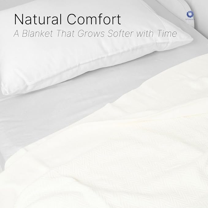 100% Cotton Herringbone Weave Blankets, 90" X 90" Queen, Throw Blanket for Bed, All Season Cotton Blanket, Cozy Blanket,Throws & Bed Blanket, Throw Blanket for Couch, Modern Home Decor -Tusk