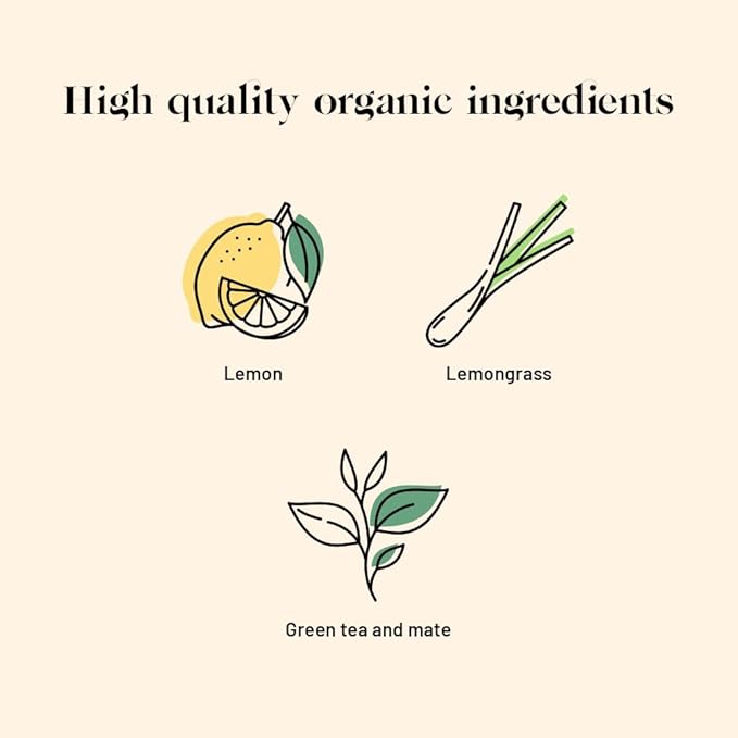 Kusmi Tea - Detox - Organic Blend of Green Tea, Mate & Lemon - Lemongrass, Rose Hip and Lemon Flavours - Enjoy Hot or Iced - Exotic Infusion Perfect for Tea Lovers - 20 Tea Bags