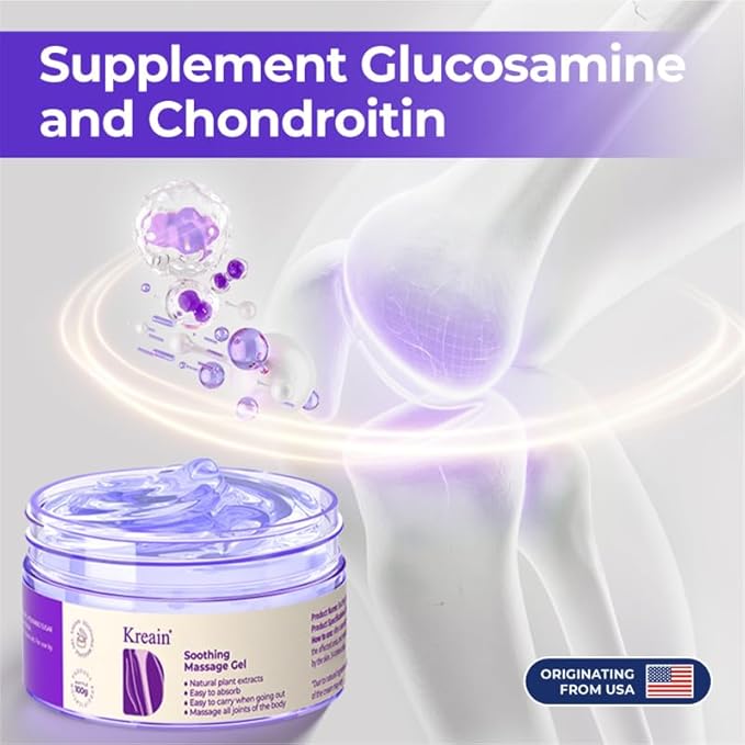 Kreain Nature Soothing Massage Pain Relief Gel, Joint Purple Gel Cooling Soothes Cream for Knees, Hand Arthritis, Lumbar, Neck and Shoulders(3.5 Ounce, 1 Pack)