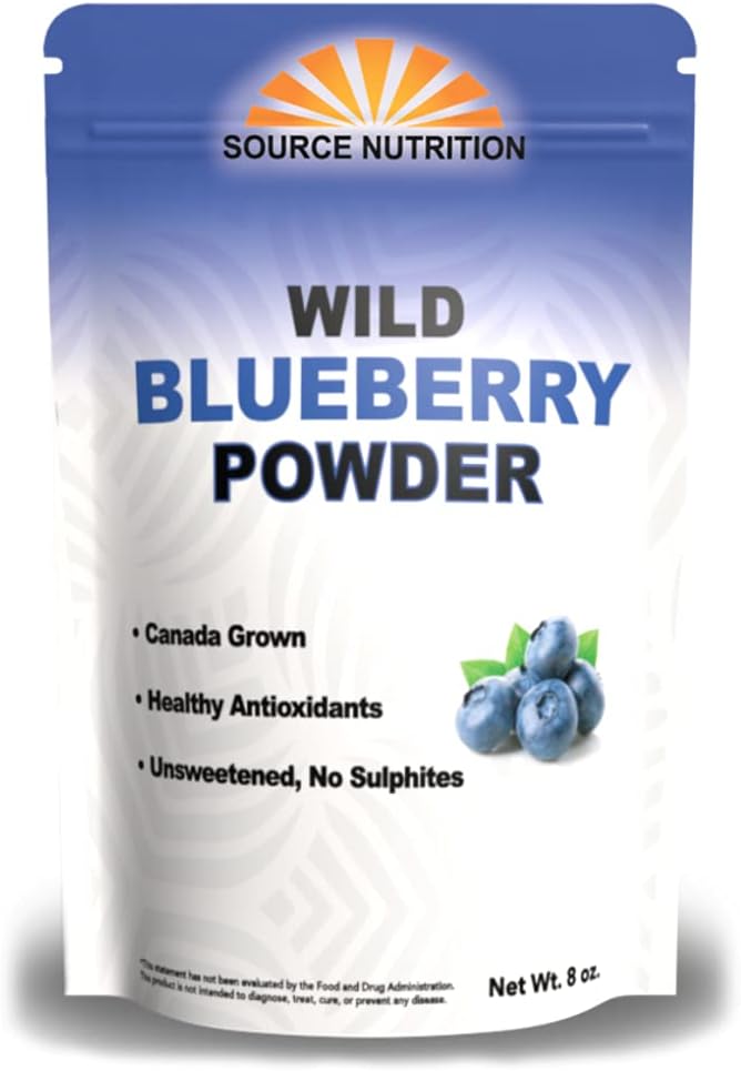 100% Pure Wild Blueberry Powder | Rich in Antioxidants | Made with Canada Grade-A Wild Crafted Blueberries, Perfect for Smoothies, Snacks & Baking (8 oz)