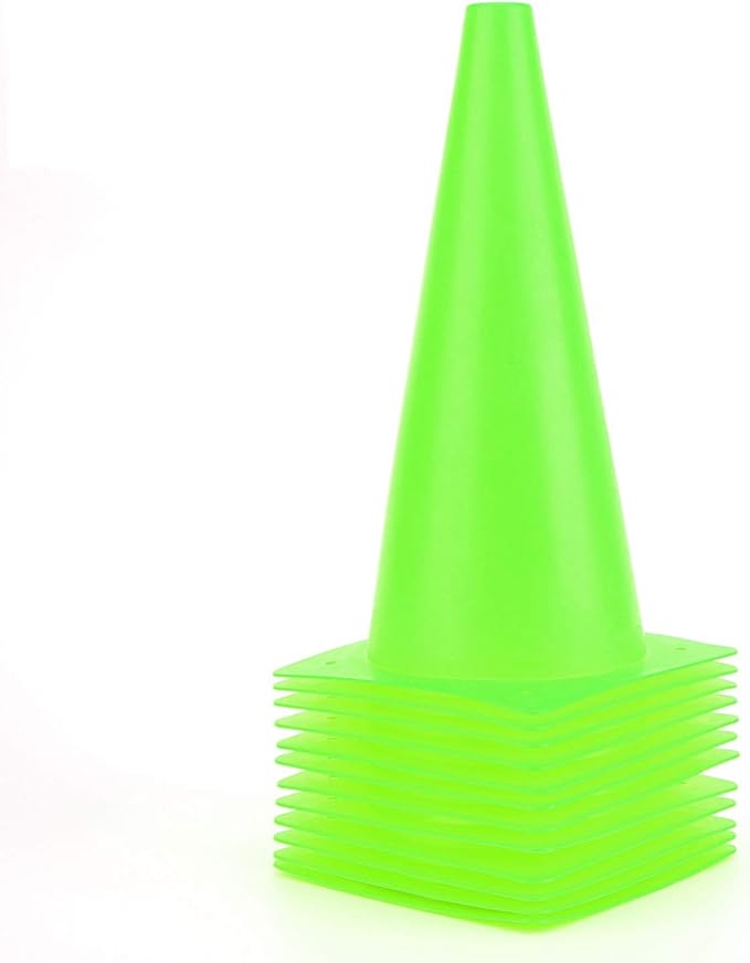 12 Inch Traffic Training Cones, Plastic Safety Parking Cones, Agility Field Marker Cones for Soccer Basketball Football Drills Training, Outdoor Sport Activity & Festive Events - 6 Colors