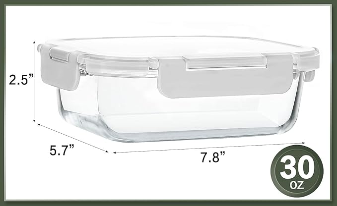 10 Packs 30 oz Glass Meal Prep Containers,Glass Food Storage Containers with Lids,Airtight Glass Lunch Bento Boxes,Microwave, Oven, Freezer and Dishwasher,White