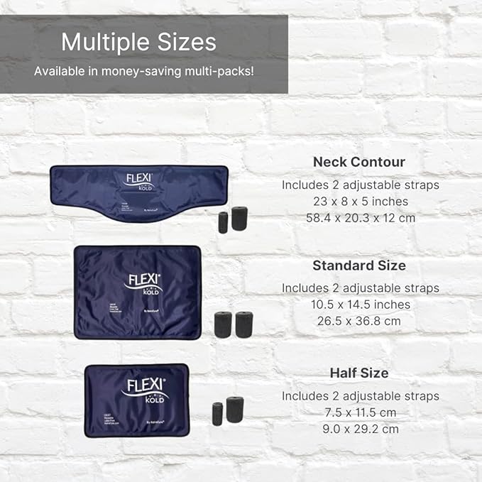 FlexiKold Reusable Gel Large Ice Pack with Straps – Cold Compress Gel Cold Pack for Injuries – Flexible Medical Ice Wrap for Back, Shoulders, Legs, Knees, Sciatica, Muscle Pain – Standard
