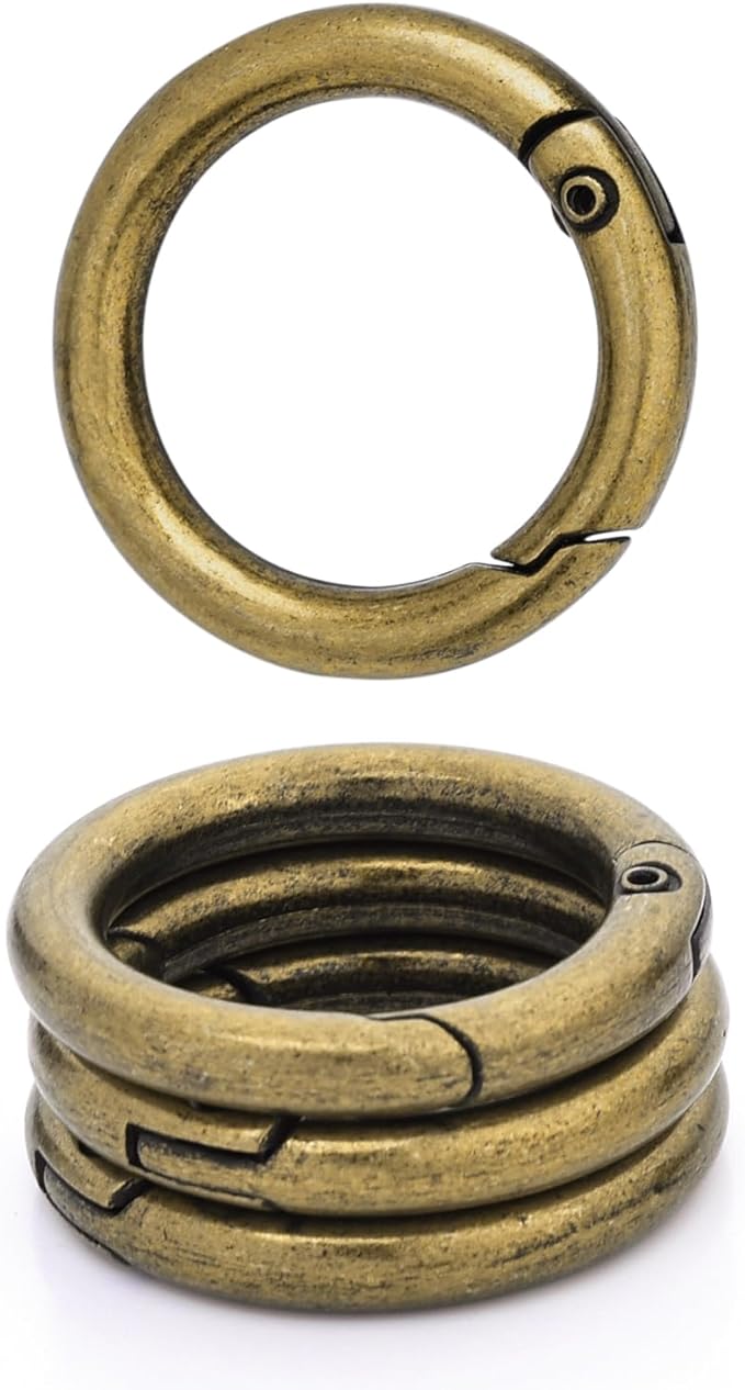10 Pack 3/4 Inch Trigger Spring O Rings, Metal Round Carabiner Clip Snap Hook, Spring Keyring Buckles for Replacement Purse Strap, Paracord Lanyard Clips, Keychain Rings Hardware DIY Crafts Making
