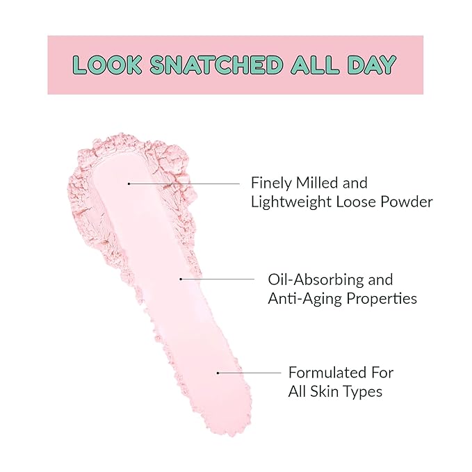 Kimchi Chic Beauty Puff Puff Pass Set and Bake Setting Powder for Makeup, Extra Fluffy Loose Face Powder Poof, Soft Natural Face Makeup for Uneven Skin Tone, 09 Pink