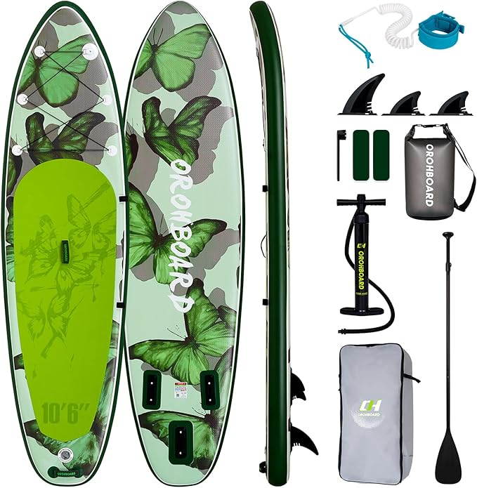 10’6/11’6 Inflatable Stand Up Paddle Board with Premium Paddleboards Accessories, Wide Stable Designed SUP Paddleboard for Adults & Youth.