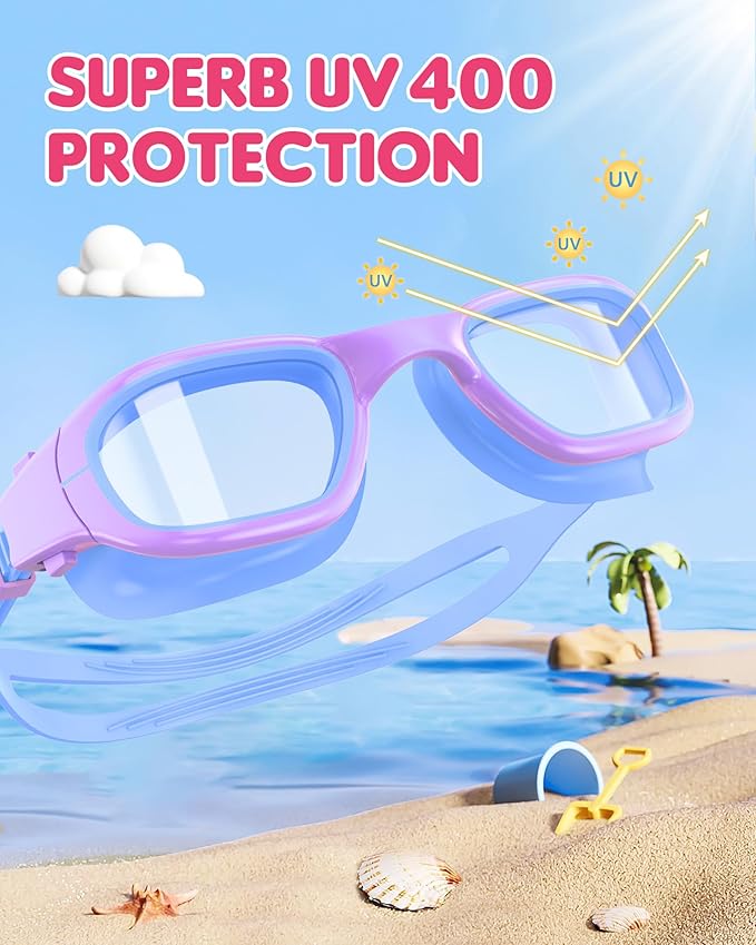 Kids Swim Goggles,Swimming Goggles for Kids 6-14, Anti-Fog UV Protection Pool Glasses for Boys Girls
