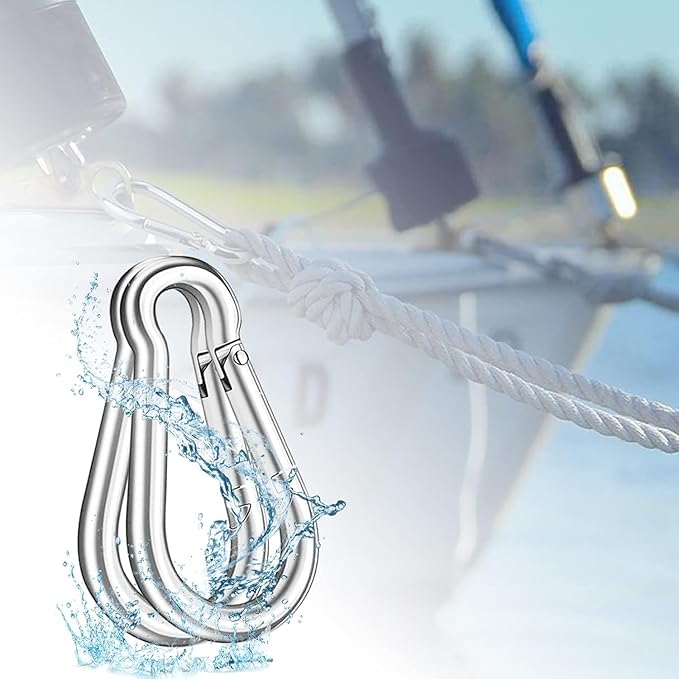 100PCS M8 Spring Snap Hook Carabiner, 3" x 5/16" Heavy Duty Galvanized Steel Carabiner Clips, 470LBS Capacity Spring Quick Links Clips for Camping Hiking Hammock Swing and Outdoor Activities