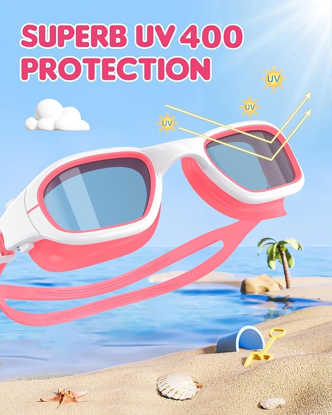 Kids Swim Goggles,Swimming Goggles for Kids 6-14, Anti-Fog UV Protection Pool Glasses for Boys Girls
