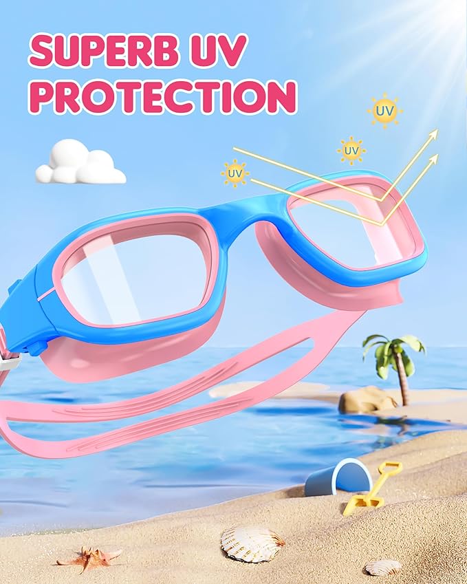 Kids Swim Goggles,Swimming Goggles for Kids 6-14, Anti-Fog UV Protection Pool Glasses for Boys Girls