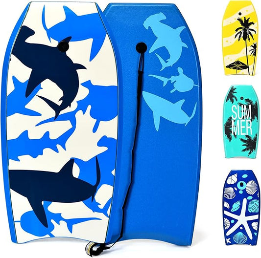 KOTEK 33/37/41 Inch Body Board with Wrist Leash, EPS Core, Dual Channel, HDPE Slick Bottom, Bodyboard for All Skill Levels & Wave Conditions