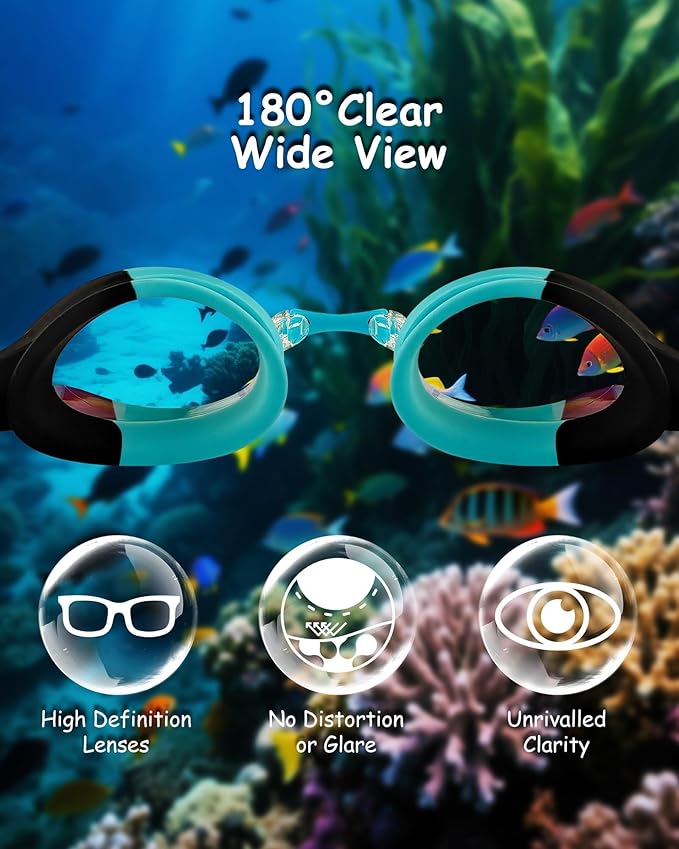 Kids Swim Goggles, Anti-fog and UV Protection with Swim Cap for Age 3-15 Youth Boys Girls Toddler