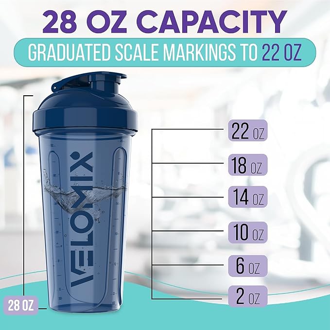 '-2 Pack- 28 oz Protein Shaker Bottles for Protein Mixes - 2x Wire Whisk | Leak Proof Shaker Cups for Protein Shakes | Protein Shaker Bottle Pack | Shakers for Protein Shakes-Blue&Black