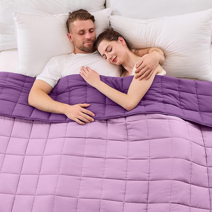 King Size Weighted Blanket for Adults (20 lbs, 80” x 87”, Purple) Cooling Heavy Blanket for Sleeping Perfect for 190-210 lbs, Breathable Blanket for Adults & Couple All Season, Machine Washable