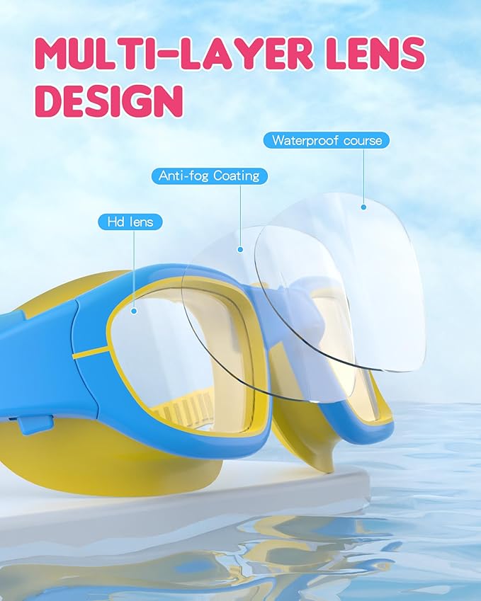 Kids Swim Goggles,Swimming Goggles for Kids 6-14, Anti-Fog UV Protection Pool Glasses for Boys Girls