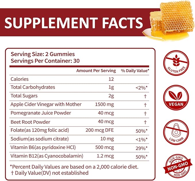 (3 Pack) Apple Cider Vinegar Gummies | Keto ACV Gummies for Supports Metabolism & Fat Burn with Vitamin B6 & B12 | ACV Supplement | Lemon Honey Flavor | 180 Vegan for Women and Men