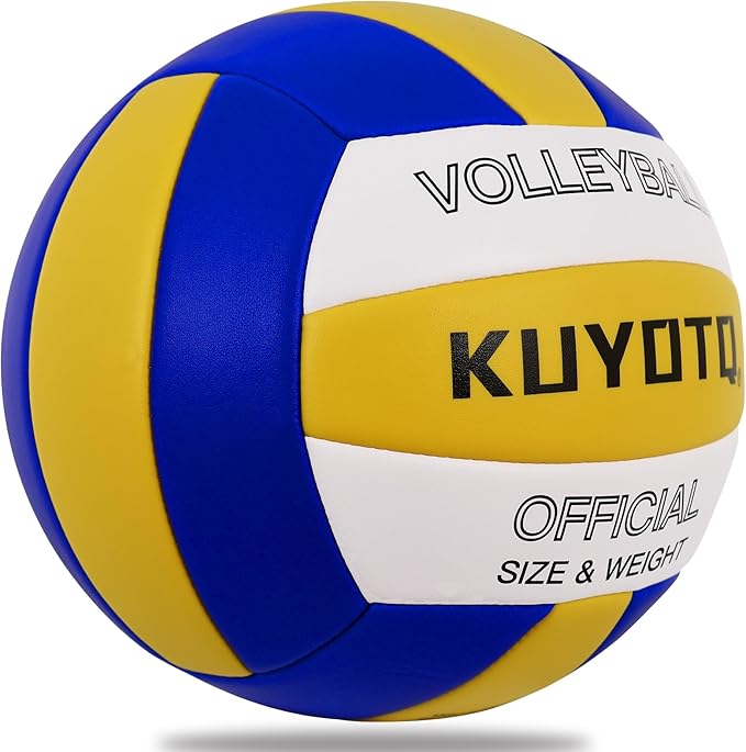 KUYOTQ Official Size 5 in&Outdoor Beach Volleyball,3MM Thickened Surface Soft Leather Youth Womens Mens Volleyball for Game Gym Training(Deflated)
