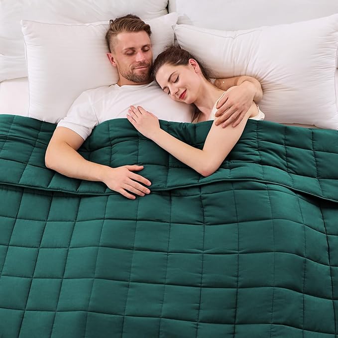 King Size Weighted Blanket for Adults (30 lbs, 80” x 87”, Dark Green) Cooling Heavy Blanket for Sleeping Perfect for 290-310 lbs, Breathable Blanket for Adults & Couple All Season, Machine Washable