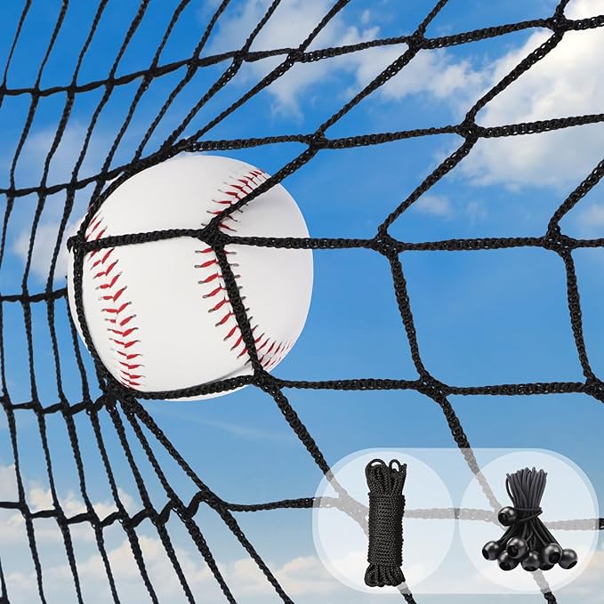 Storgem Baseball Softball Backstop Nets, Sports Netting, Sports Barrier Netting, Heavy Duty Sports Nets Netting Knotless for Playing Field, Backyard or Garage
