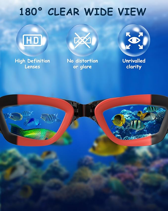 Kids Swim Goggles, Swimming Goggles for Kids Toddlers 3-14 with Swim Cap, Nose Clip, Nose Bridge, Ear Plugs