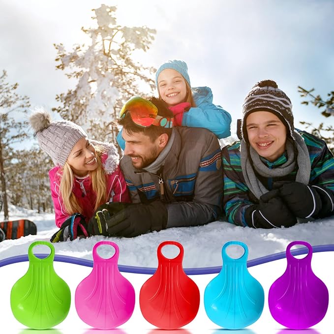 10 Pcs Snow Sled Board for Kids Outdoor Winter Plastic Skiing Boards with Handle Portable Downhill Sleds Snowboard Sleigh for Kids Snow Grass and Sand Boarding, 5 Colors