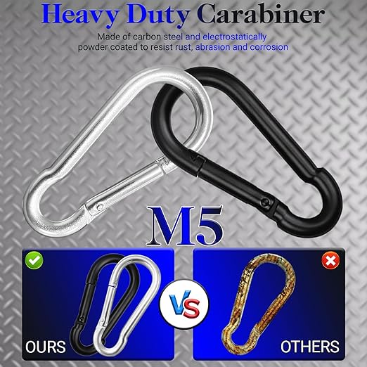 1.97" Spring Snap Hook Carabiners, 12 Pcs Galvanized Steel Black Small Carabiner Clip, Keychain Clip, Quick Link Key Chain for Hammock Swing Set Outdoor Travel, Camping, Fishing, Hiking