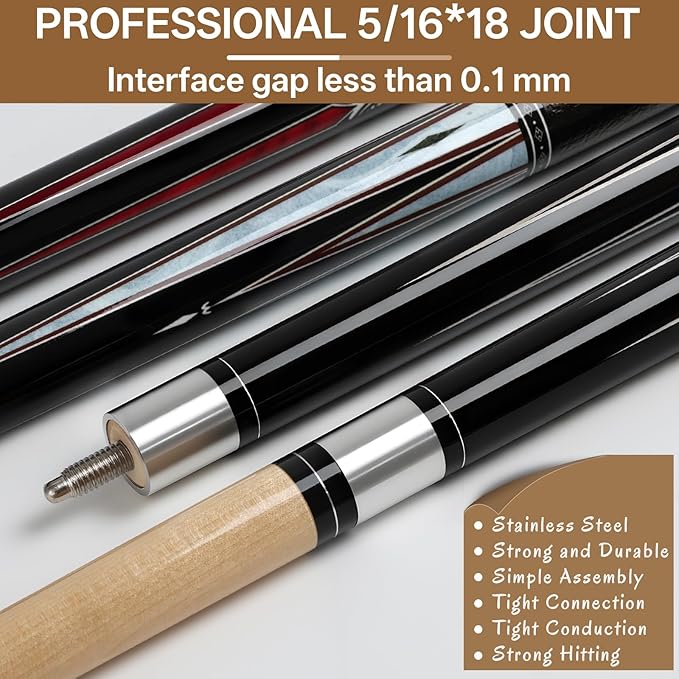 Kmise 4 Pieces Pool Cue Stick, 58??Pool Cues, 18 19 20 21 oz Canadian Maple, Pool Sticks for Adults, Billiard House Home Bar Pool Stick, Durable, Suitable for Professional Billiard Players