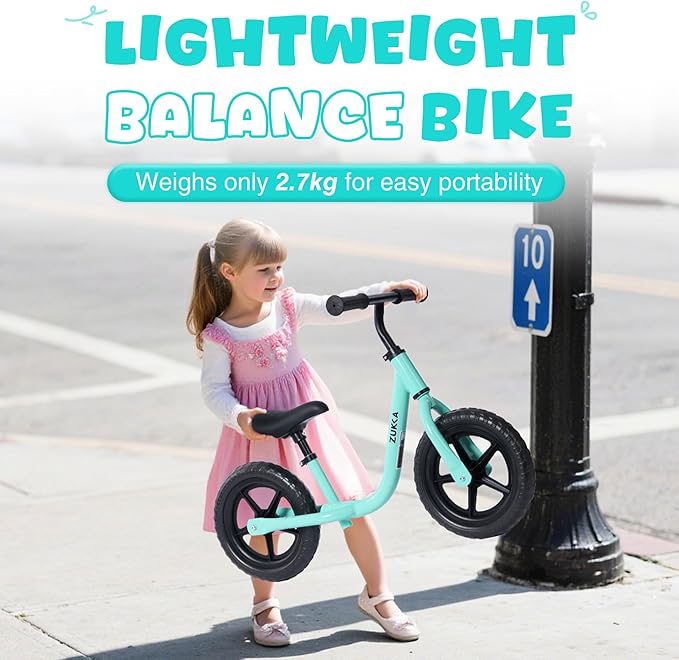 12 inch Toddler Balance Bike Adjustable Handlebar & Seat Anti-Slip Grip Suitable for 2-5 Years Old with Footrest Lightweight for Tolddlers Boys Girls Multiple Colors to Choose