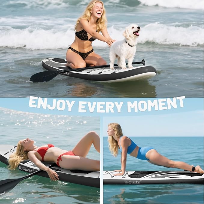 10' Inflatable Stand Up Paddle Board, Ultra-Light Wide Yoga Board for All Skill Levels with Premium SUP Paddleboard Accessories, 84L Waterproof Bag, Non-Slip Comfort Deck for Youth & Adults