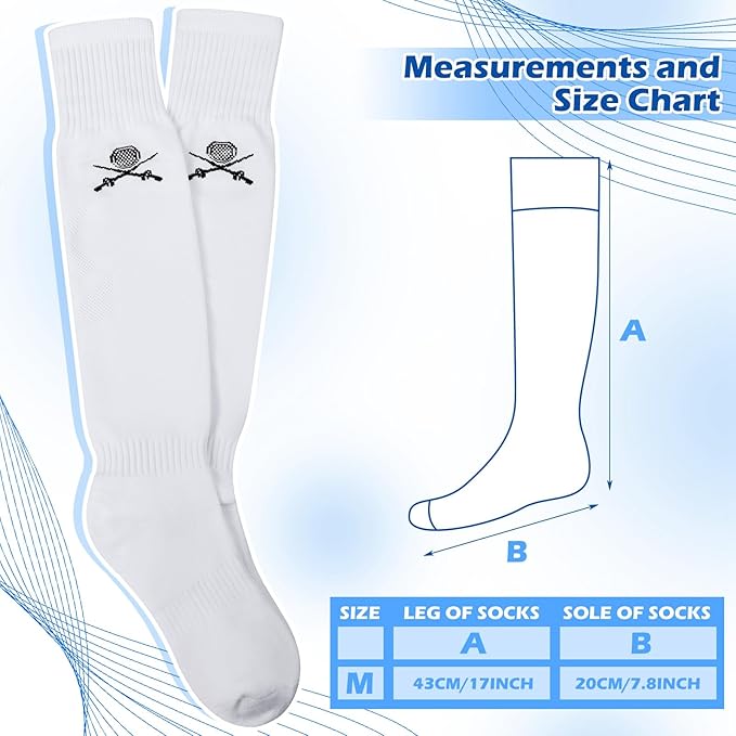5 Pairs Fencing Socks for Epee Sabre and Foil White Cotton Knee High Socks Comfortable Support Athletic Stockings for Men Youth
