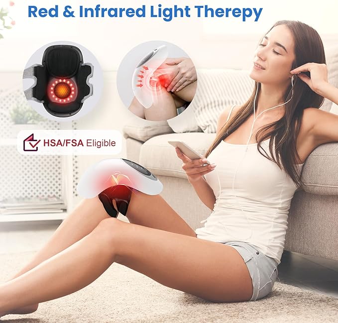 Knee Massager with Heat - Heating and Vibrating Pain Relief Knee Massager for Arthritis,Ideal Gifts for Women,Men