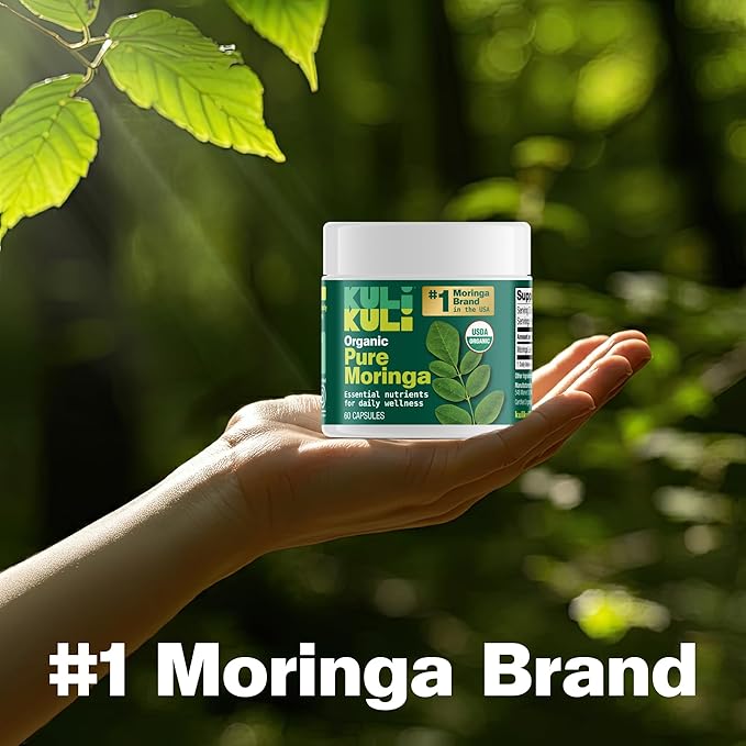 Kuli Kuli Organic Moringa Capsules [60 Count] - Premium Moringa Leaf Powder Capsules - Nutrient-Dense Superfood for Energy, Vitality, and Wellness