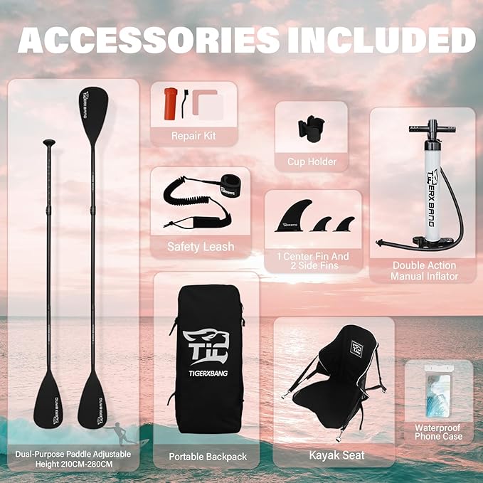 11'6"/11'/10' Inflatable Paddle Board with Complete Accessories, Versatile Premium Paddle Boards for Adults/Youth, Stand Up Paddle Board Polar/Wave/Sunny Wave Collection