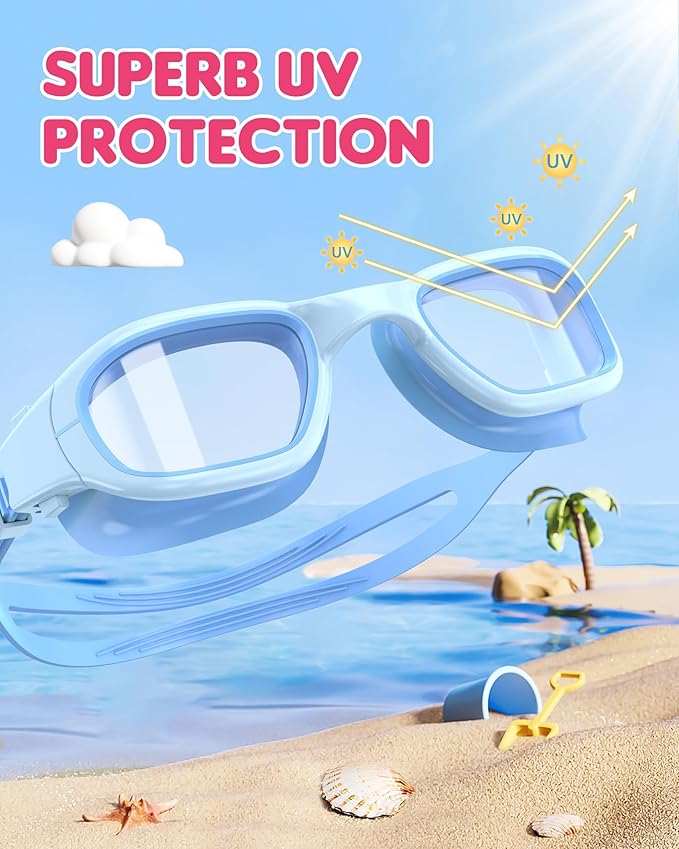 Kids Swim Goggles,Swimming Goggles for Kids 6-14, Anti-Fog UV Protection Pool Glasses for Boys Girls