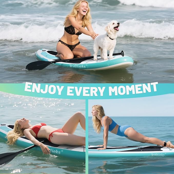 10' Inflatable Stand Up Paddle Board, Ultra-Light Wide Yoga Board for All Skill Levels with Premium SUP Paddleboard Accessories, 84L Waterproof Bag, Non-Slip Comfort Deck for Youth & Adults