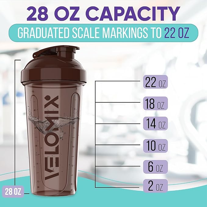 '-2 Pack- 28 oz Protein Shaker Bottles for Protein Mixes - 2x Wire Whisk | Leak Proof Shaker Cups for Protein Shakes | Protein Shaker Bottle Pack | Shakers for Protein Shakes-Brown Colors