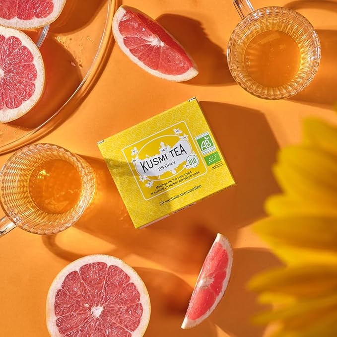 Kusmi Tea - Pack of 2 Boxes of Tea Bags - BB Detox - Iconic Detox Tea - 100% Organic - Blend of Green Tea, Mate & Grapefruit - Organic Flavored Yerba Mate - 2x20 Tea Bags