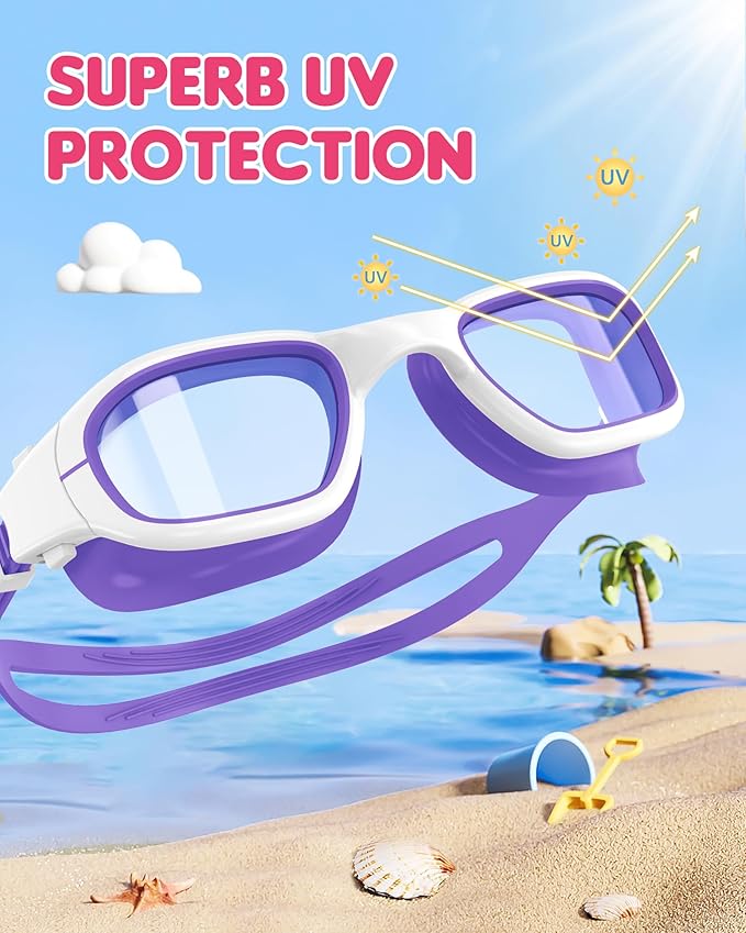 Kids Swim Goggles,Swimming Goggles for Kids 6-14, Anti-Fog UV Protection Pool Glasses for Boys Girls