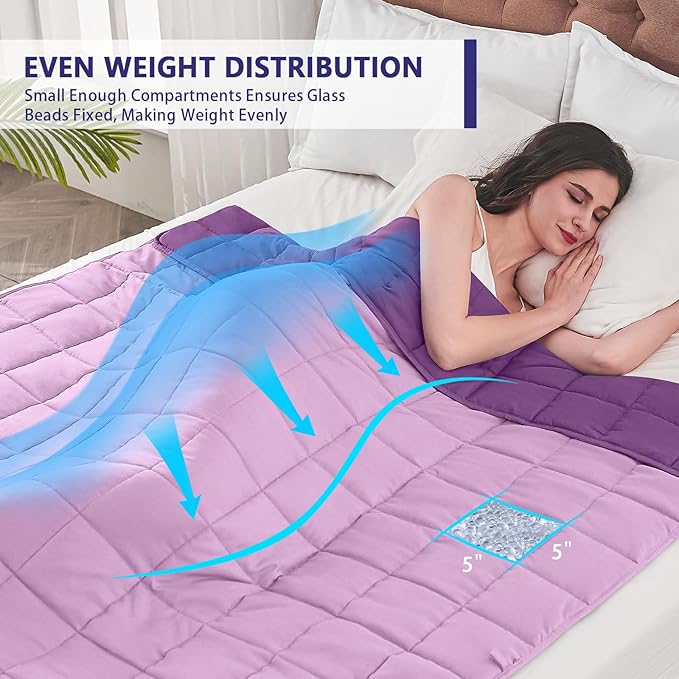 King Size Weighted Blanket for Adults (20 lbs, 80” x 87”, Purple) Cooling Heavy Blanket for Sleeping Perfect for 190-210 lbs, Breathable Blanket for Adults & Couple All Season, Machine Washable
