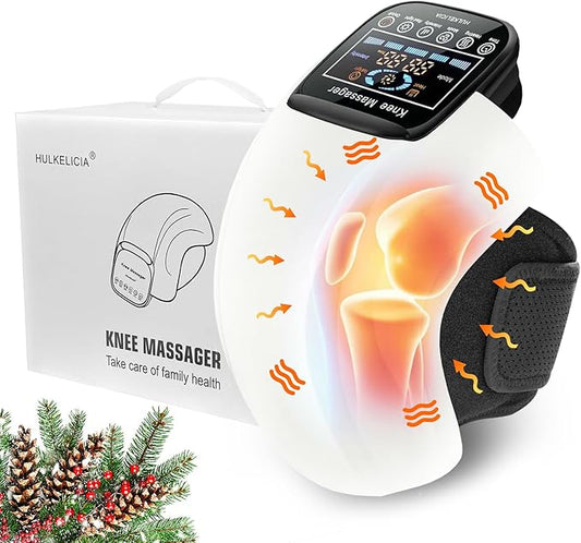 Knee Massager, Cordless Massager with Heat and Compression LED Screen Wearable Infrared Vibration Rechargeable Electronic Massage for Joint Pain Injury Swelling Stiffness, 1.0 Count