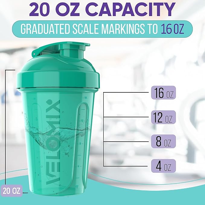 '-6 PACK- 20 OZ Protein Shaker Bottles for Protein Mixes, Shaker Cups for Protein Shakes, Small Shaker Bottle Pack, Shaker Cup, Shakers for protein Shakes (Rose Garden - 6 Pack)